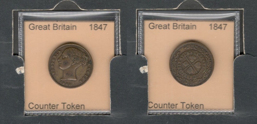 1847 GREAT BRITAIN COUNTER TOKEN { PLAYING CARD SUITES } $$$$