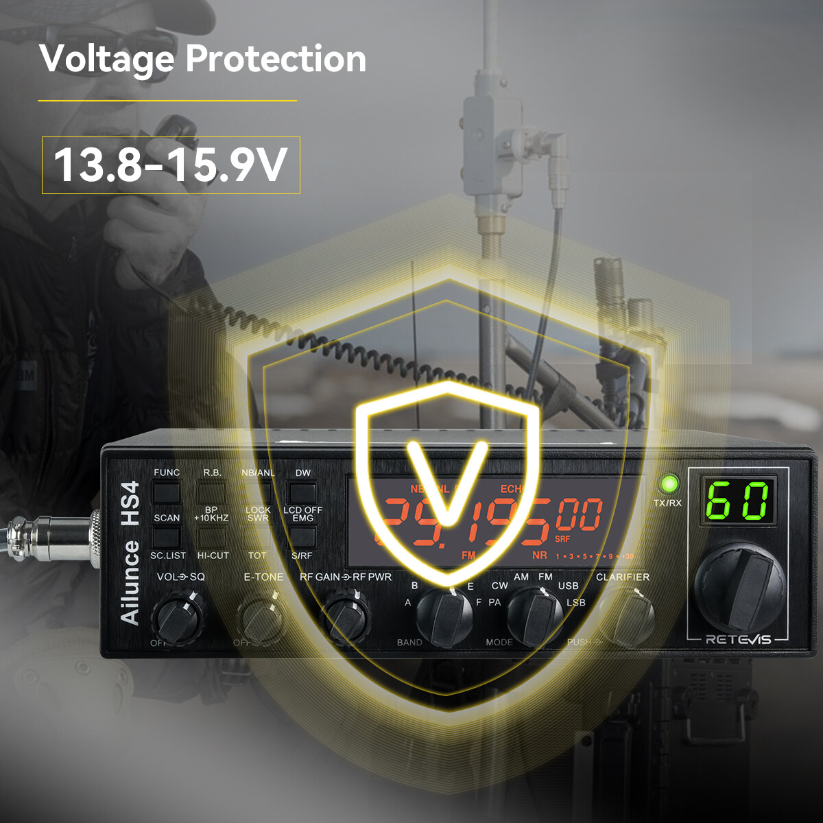 Retevis Ailunce HS4 10 Meter Ham Radio 28.00MHz-29.70MHz PA、CW、AM、FM、USB、LSB