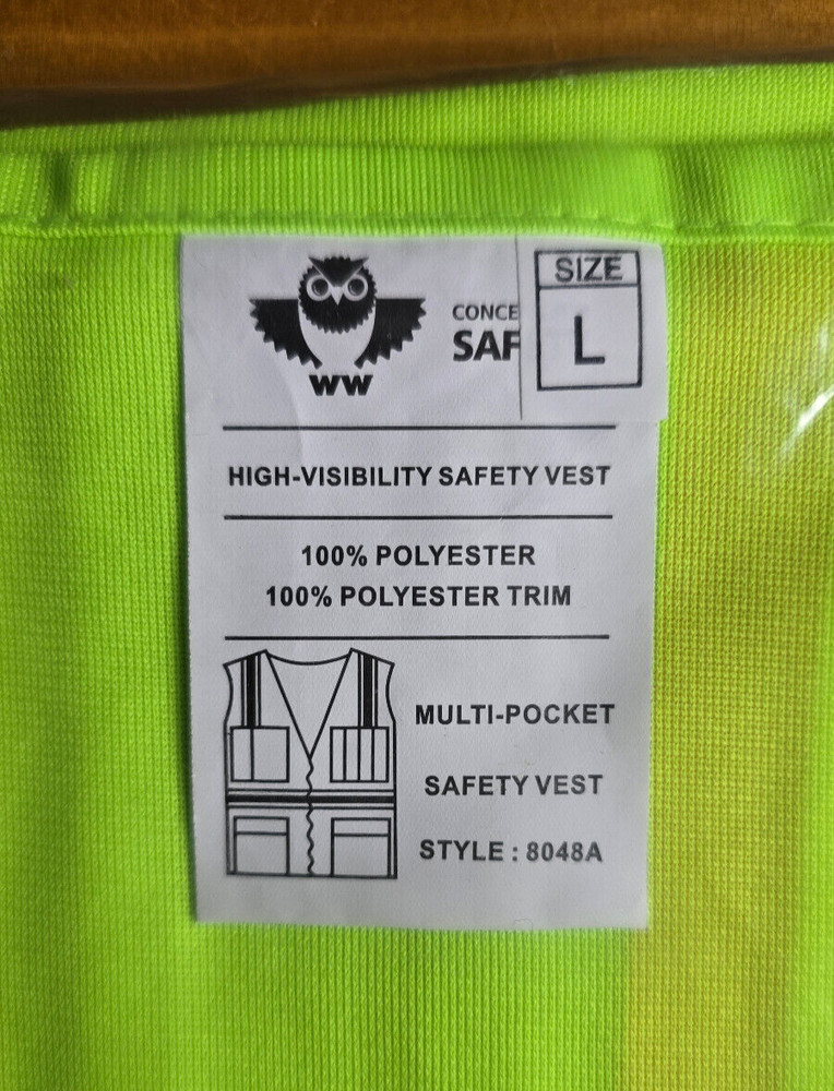 Concern for Safety Vest - zip front, multi-pocket, Size L, Item 8048A
