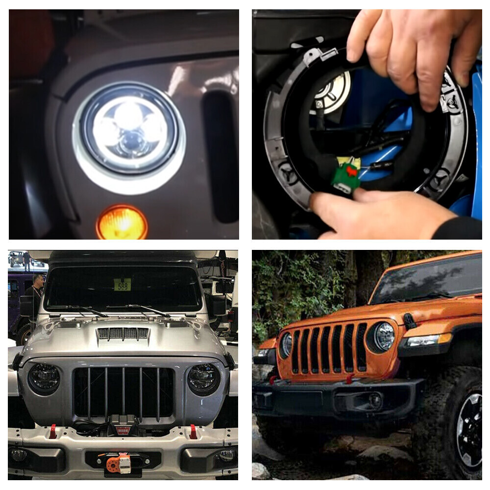 7" Headlight Mount Bracket Ring Replacement Set For 2007-2018 Jeep Wrangler JK