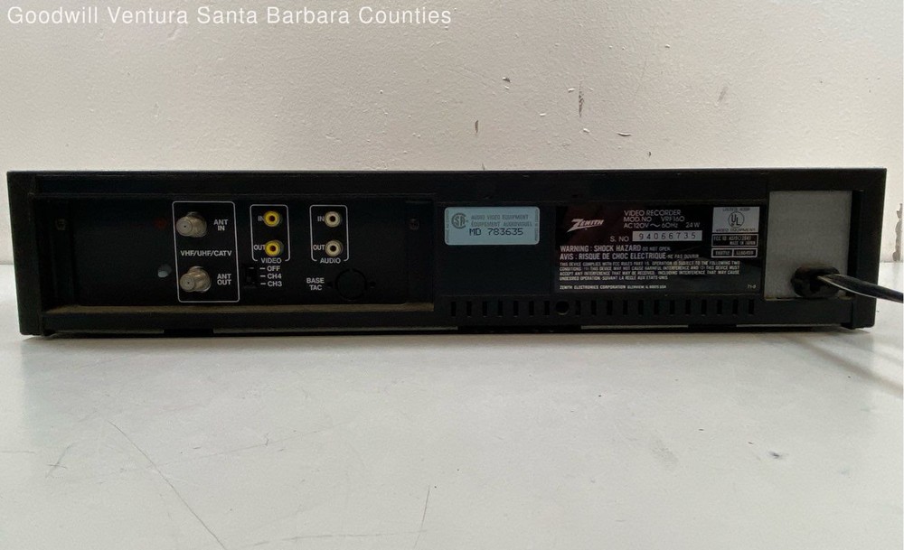 Zenith VRF160 Programmable VCR - Tested