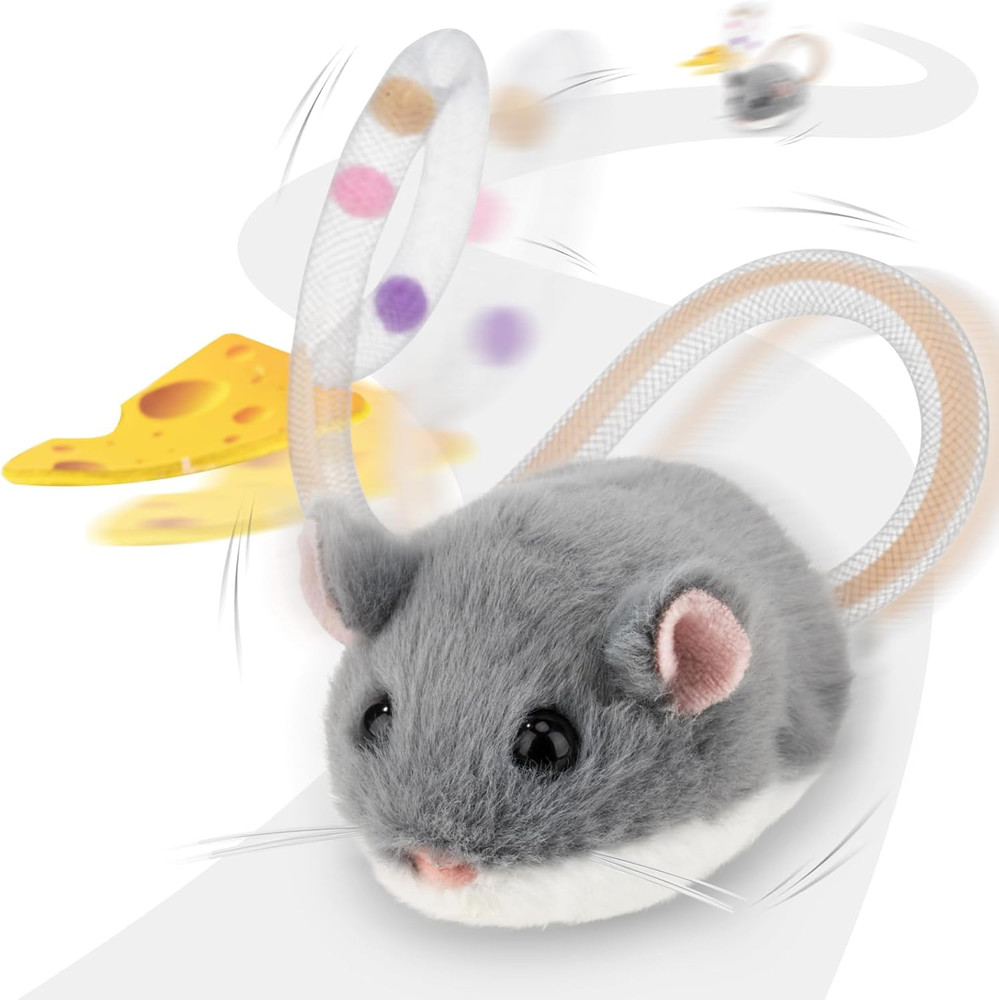 Interactive Migimouse Cat Toy 360° Rolling & Spin with Wiggling Tail for Indoor