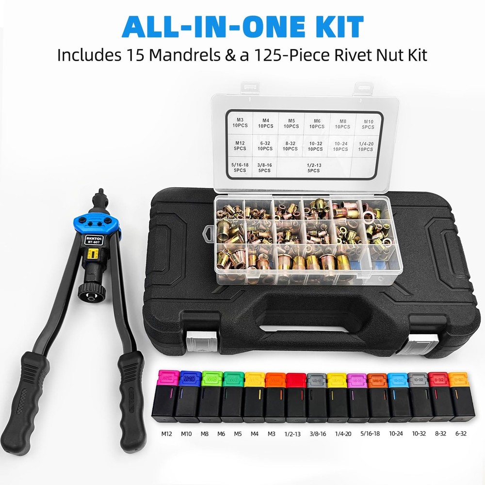 AKKTOL Rivet Nut Tool kit, 16" Rivnut Kit Kit, blue