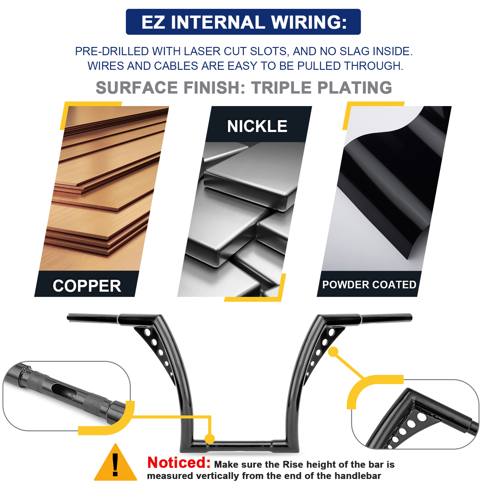 10" 12" 14" 16" Rise Ape Hangers Handlebars For Harley Softail Dyna Sportster XL