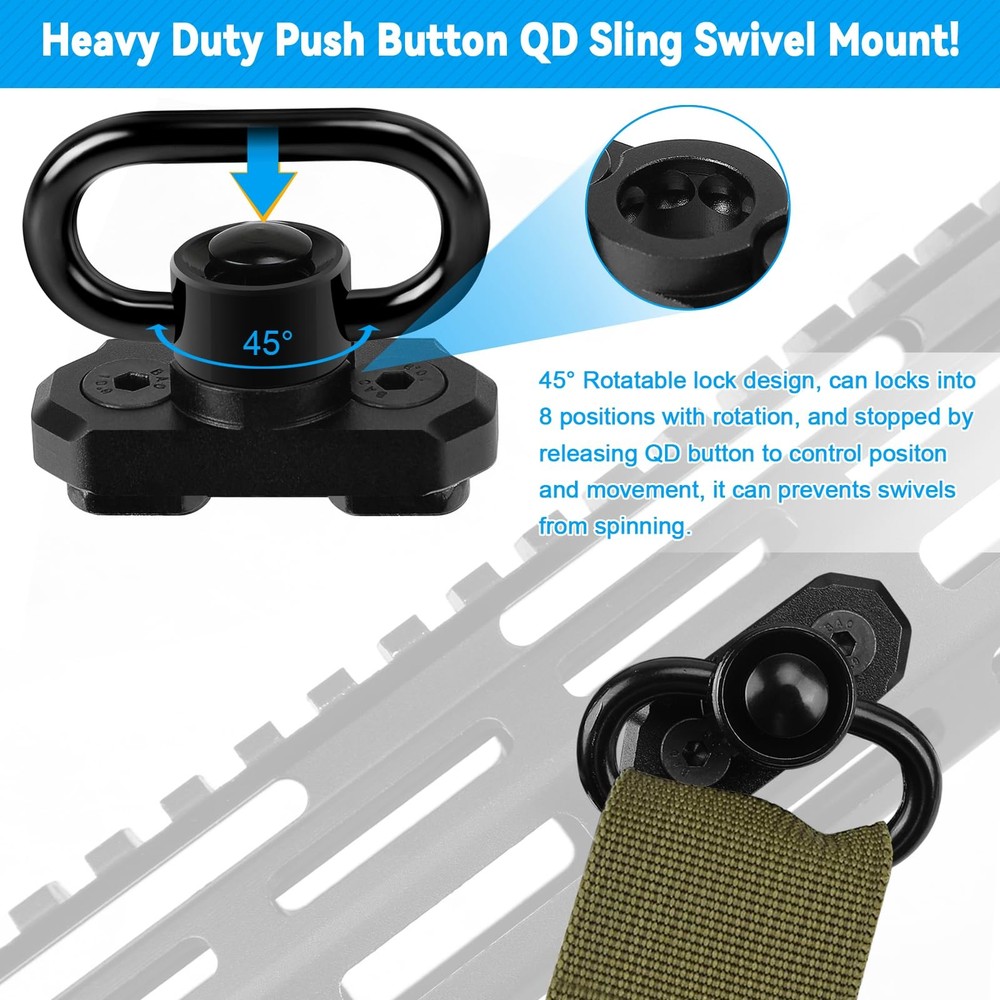 REERON 2 Point Sling & Mount - Adjustable Extra Long Two ‎Black