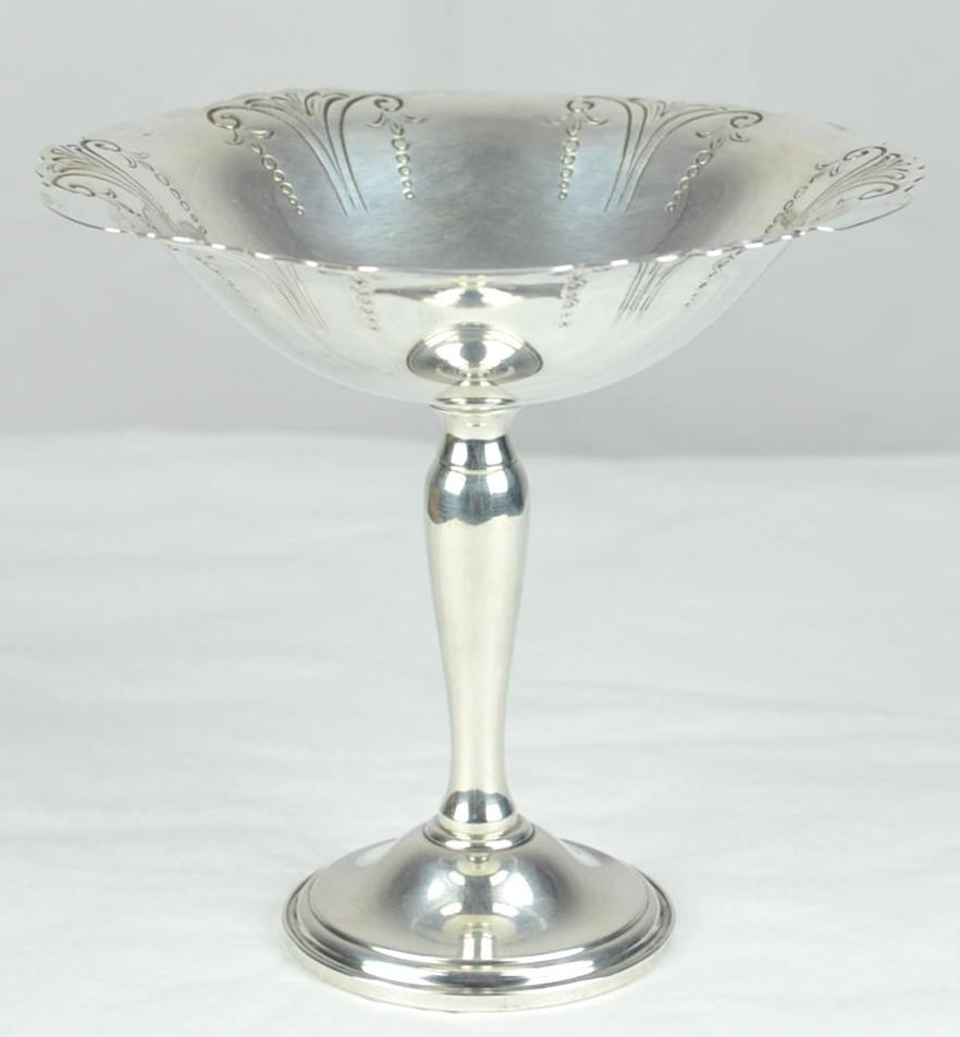 VINTAGE CLARENCE A VANDERBILT STERLING SILVER COMPOTE PEDESTAL DISH c1930's - 5"