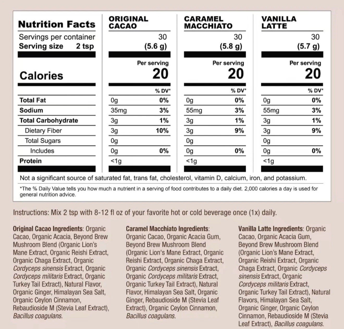 2-PACK VANILLA Beyond Brew Mushroom Coffee 7-in-1 Cacao Energy/focus/Gut/Mental!