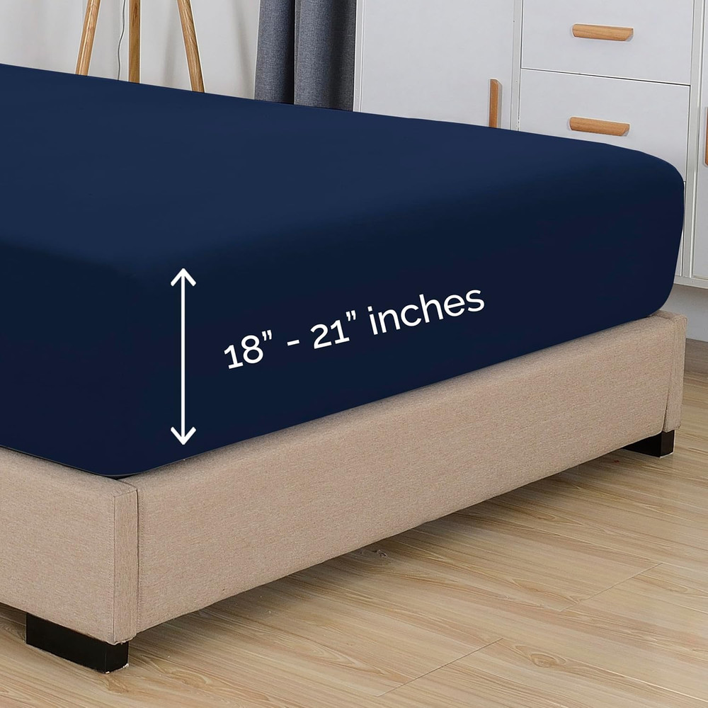 1500 Premium Hotel Quality 18-21 Inches Deep - Extra Deep Pocket Single Fitted S