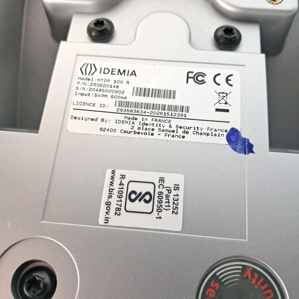 IDEMIA Morpho MTOP 100 R Biometric Attendance Scanner