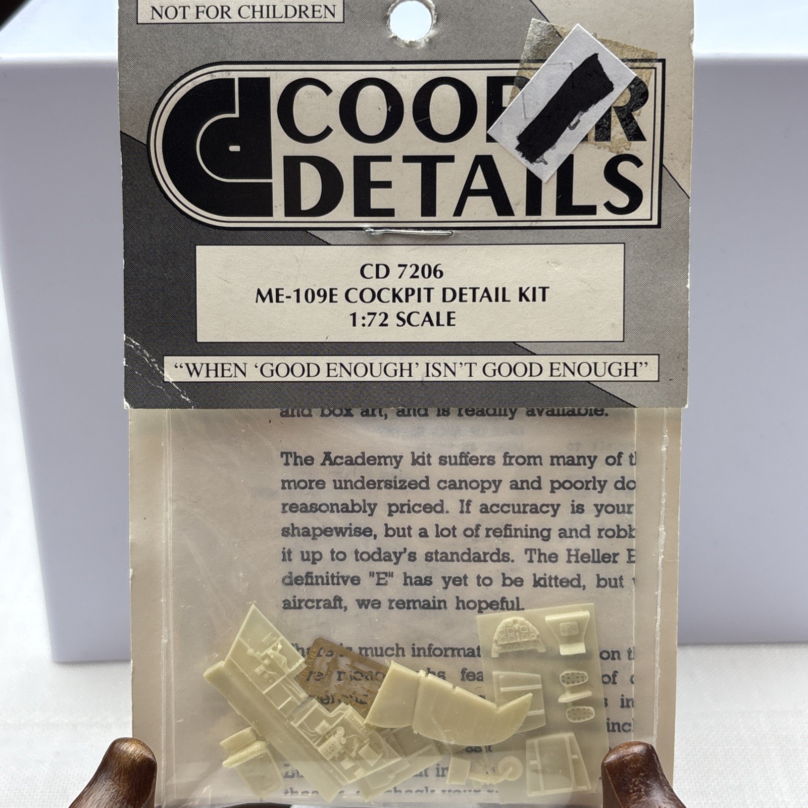 Cooper Details CD7206 1/72 ME-109E Cockpit Resin Detail Set NOS