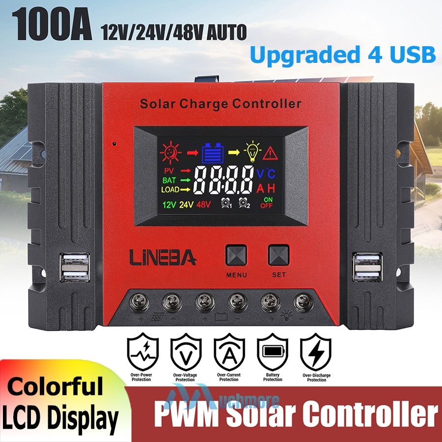 Solar Panel Regulator Battery Charge Controller 12V/24V/48V Auto Tracking LCD