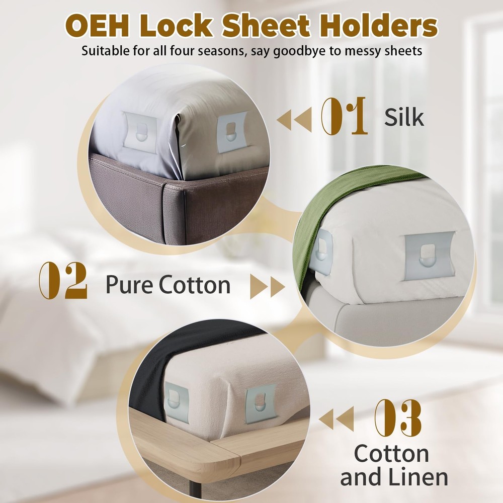 Holders, Bed Holders for Corners, Fitted Holder Keep Sheets Firm & Tight, 4Pc...