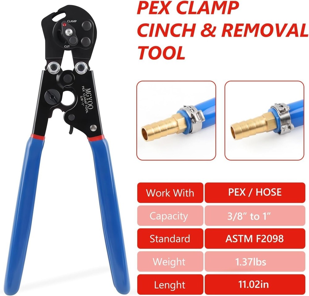 Pex Crimping Tool Cinch and Remove Dual-Function Pex Crimp Tool Ratchet Pex Pipe