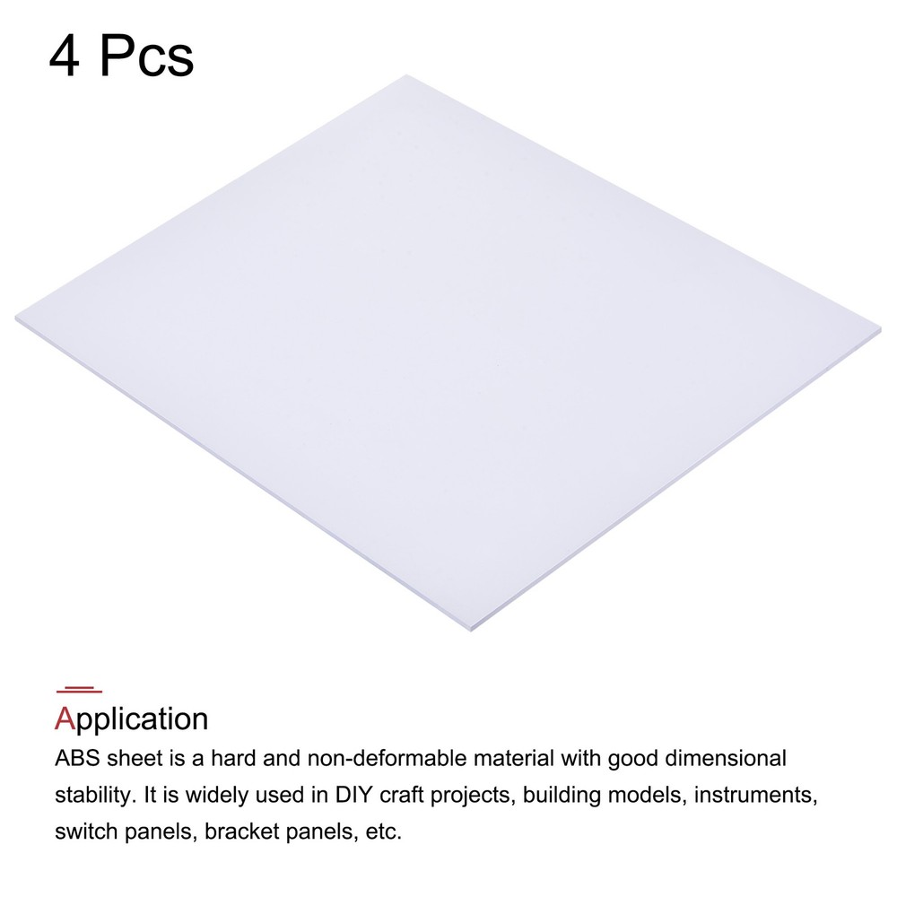 White ABS Plastic Sheet 10x8x0.06 Inch, Panel, 4pcs