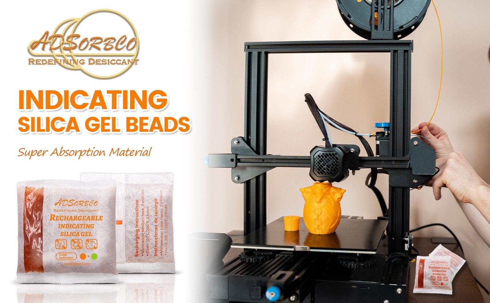 [500g 10p]Adsorbco Rechargeable Desiccant Packs, Indicating Silica Gel Packets