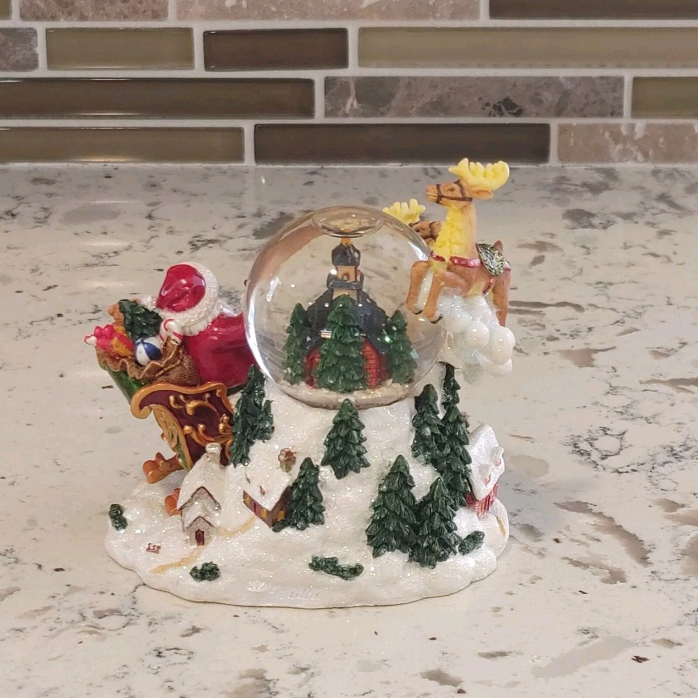 Christopher Radko Snowglobe Santa On Sleigh Mini With Box