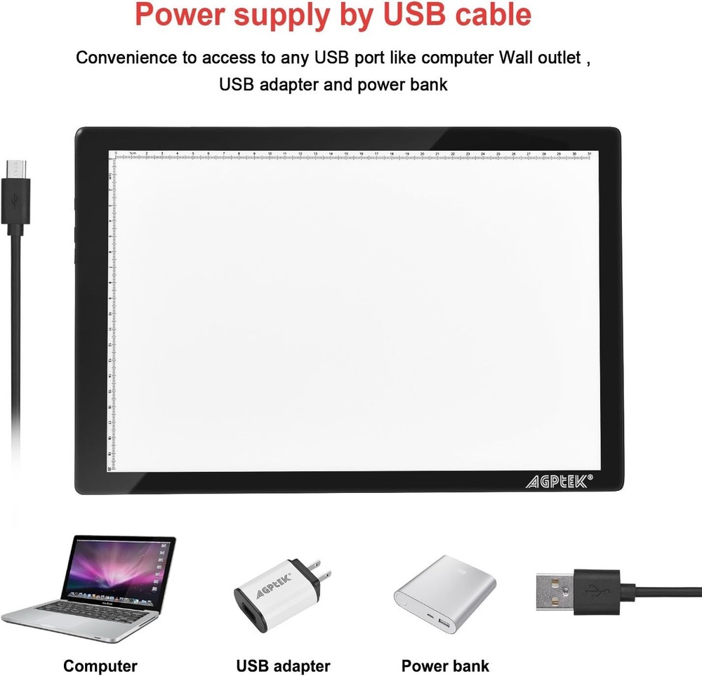 Portable Magnetic Light Pad with Stepless Brightness Control for Art Projects