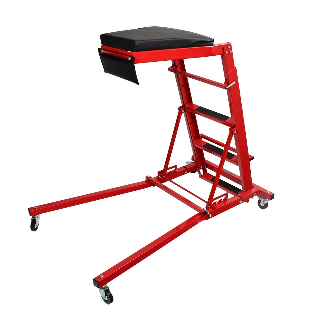 Foldable Adjsutable Height Rolling Topside Creeper Mechanic Vehicle Repair Seat