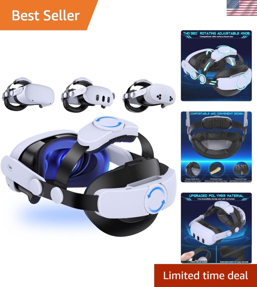 Adjustable Head Strap for Quest 2/3/3S | Hot-Swappable Battery & Cushion