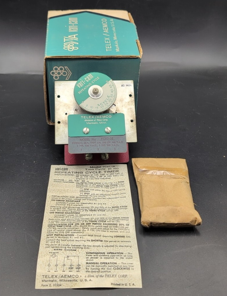 TELEX/AEMCO VARI-CAM REPEATING CYCLE TIMER VC60-08 NOS in Box (Qty 1)