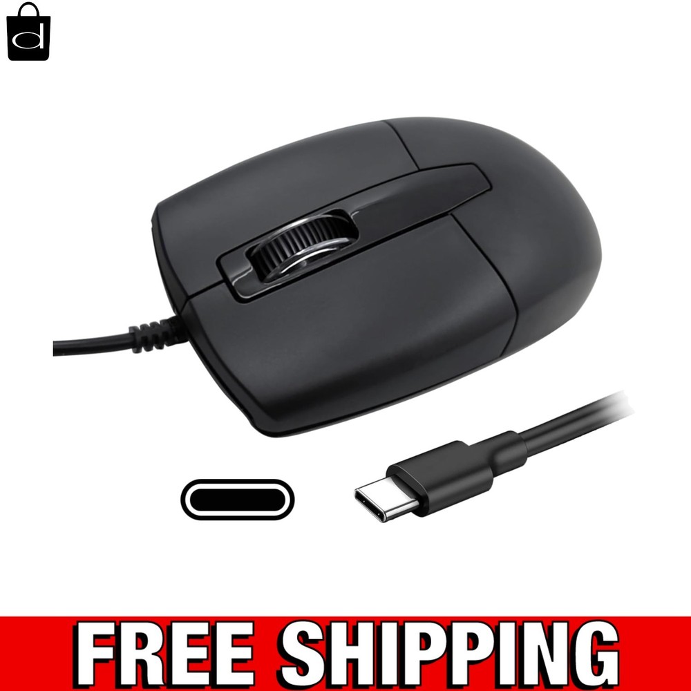 USB C Wired Mouse, Type C Optical Mouse, Portable Silent Comfortable, for Laptop