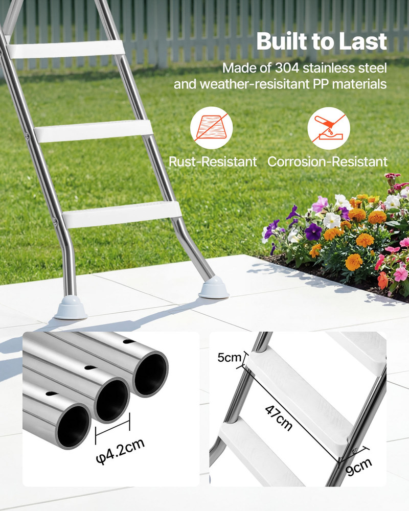 Above Ground Pool Ladder, Silver