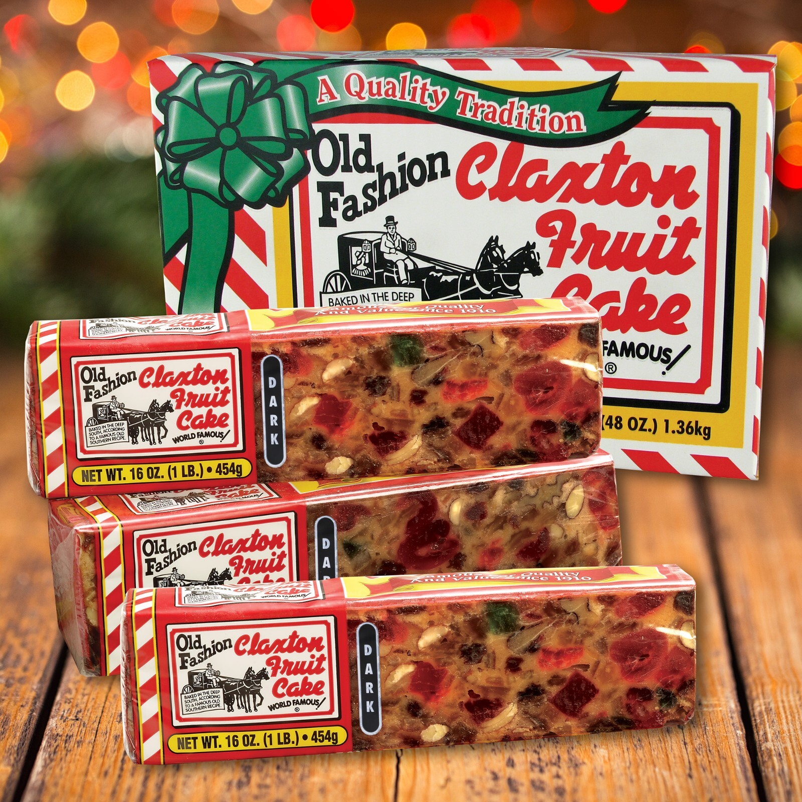 Claxton Fruit Cake 3-1 Lb. DARK - Shipped Direct From Claxton Bakery, Inc.