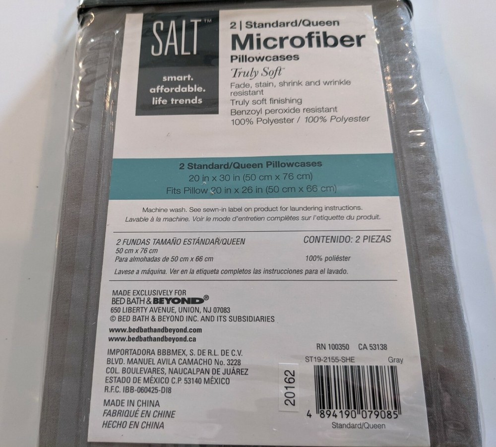 SALT™ Microfiber Standard/Queen Pillowcases in Gray