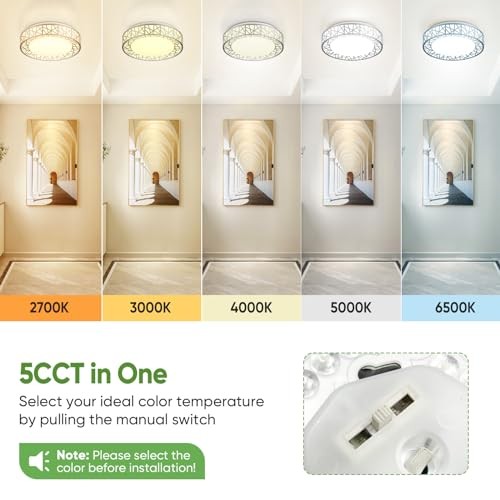 20 Inch Flush Mount Ceiling Light, Modern LED Ceiling 20 inch Brushed Nickel