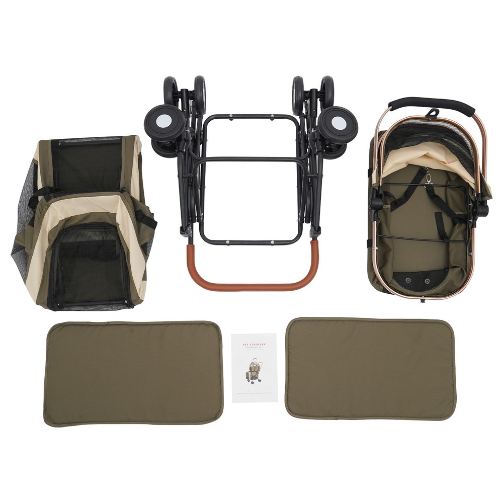 2-Tiers Dog & Cat Stroller Foldable Pet Stroller Small & Medium Dogs Stroller