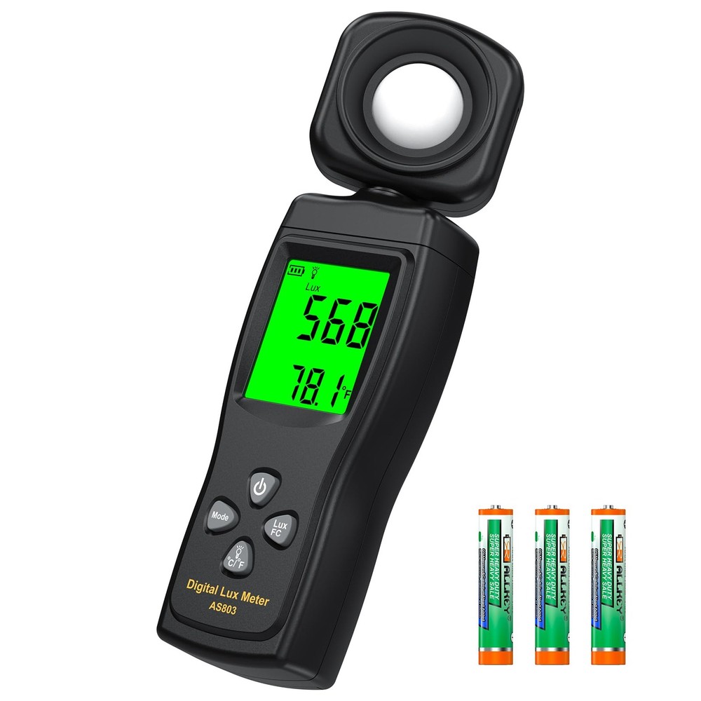 Digital Illuminance Light Meter 0200,000 Lux 180 Rotating Sensor Backlight