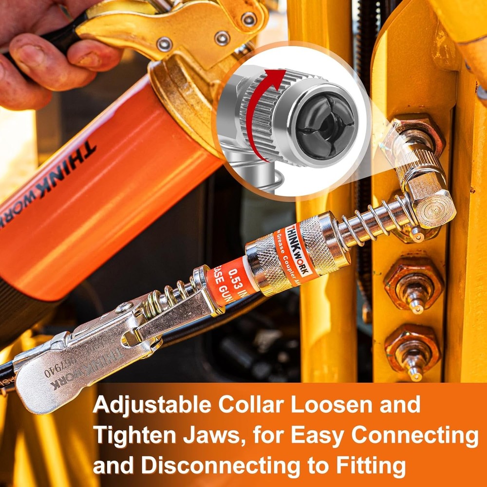 THINKWORK 4PC Quick Connect Greasing Accessory Kit, Grease Gun Couplers with 90