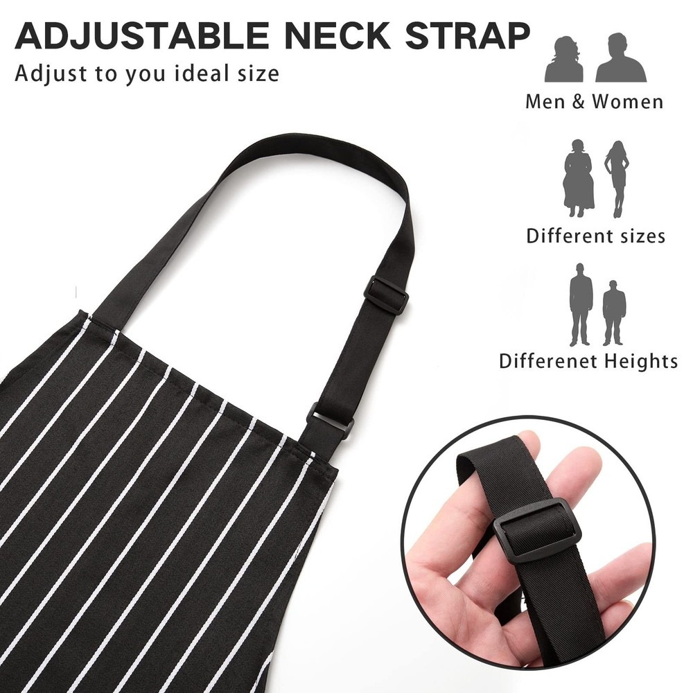 2 Pack Adjustable Bib Apron with 2 Pockets Chef Cooking Kitchen Restaurant Ap...