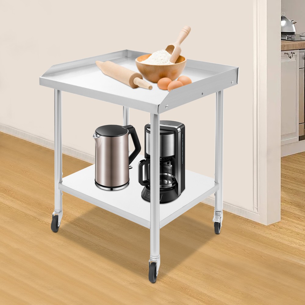 Stainless Steel Work Table with Adjustable Shelves and Easy-Move Wheels