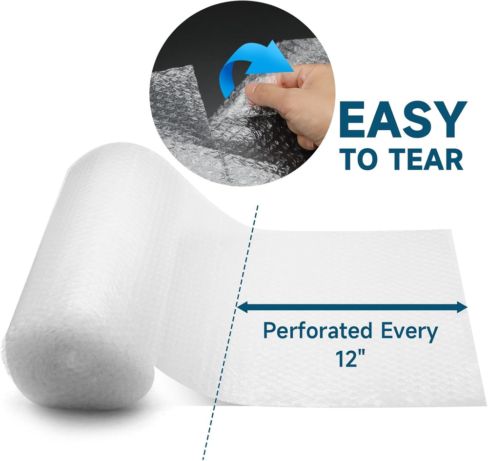 Bubble Cushioning Wrap 12 Inch X 36Ft - Large Plastic Packing Roll for Moving...
