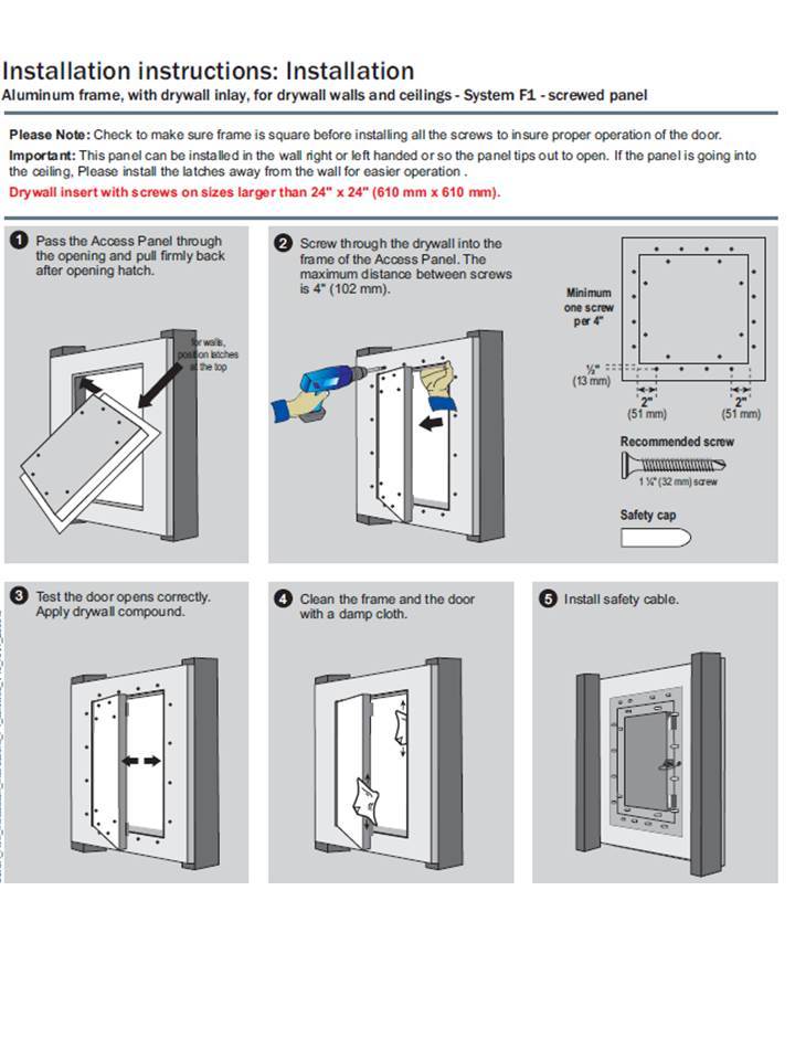 System F1 - Access Panel | Fixed Hinge | Touch Latches (⅝" Drywall, 8" X 8")