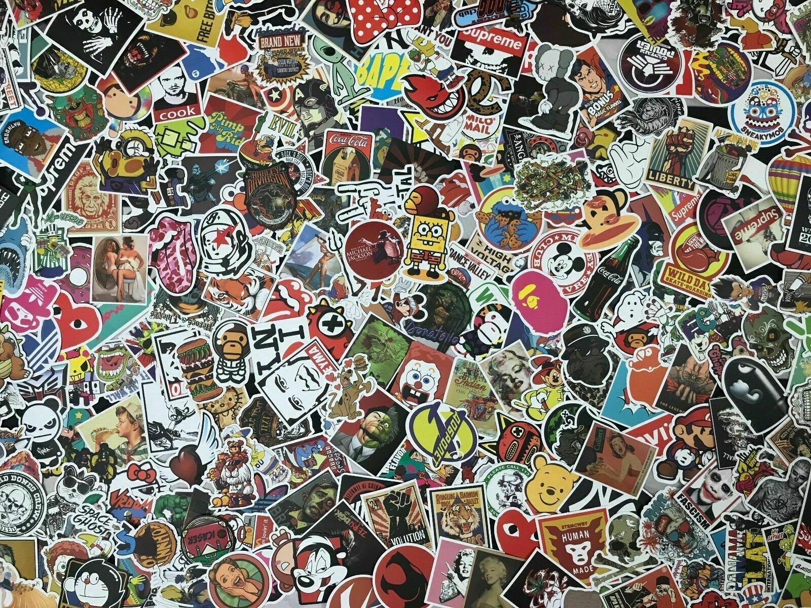 100 Random Skateboard Stickers Bomb Vinyl Laptop Luggage Decals Dope Sticker Lot