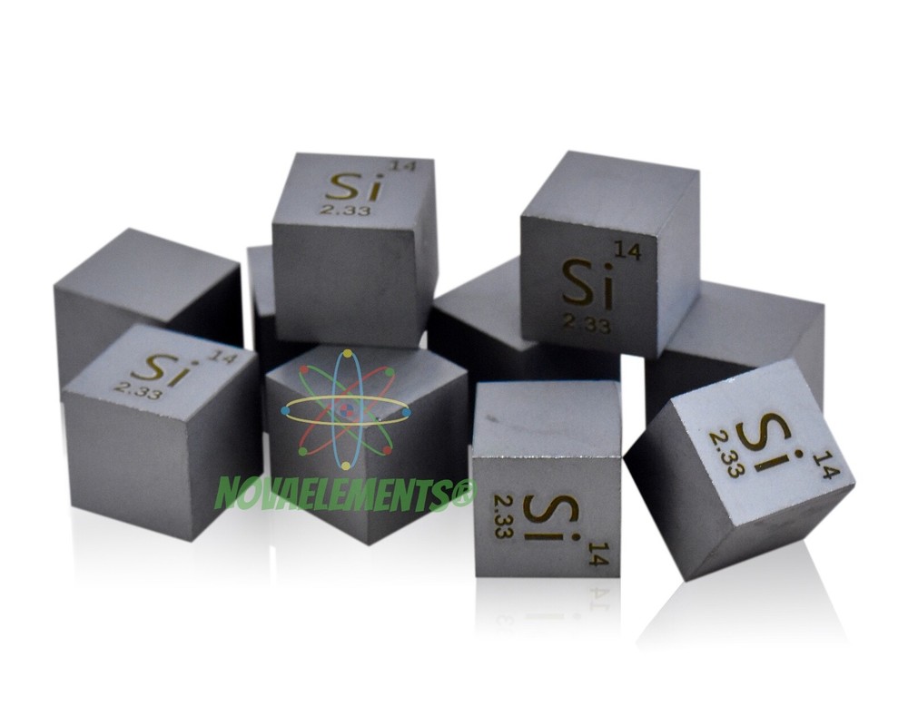 Silicon Metal Cube, Silicon Element Sample, Silicon 10mm Cube 99.999% Pure