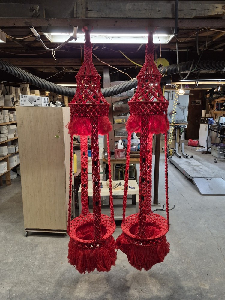 vintage 70s macrame plant hanger