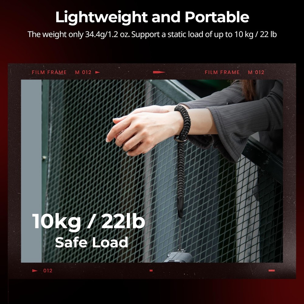 SMALLRIG Camera Wrist Strap, Universal Braided Hand Black, Black