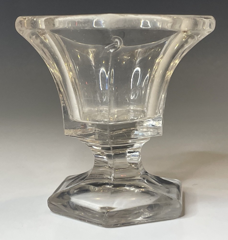 Antique Footed Master Open Salt Hexagonal EAPG Victorian Pressed Glass Table