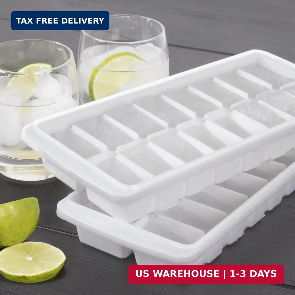 4 Pack 64 Slots White Stackable Ice Cube Tray for Freezer - Easy Release Icecube