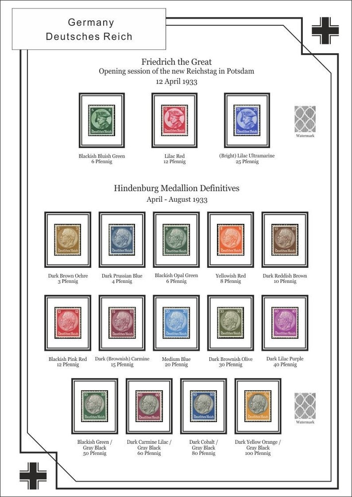Deutsches Reich III 1933-1945, third Reich, PDF ( DIGITAL ) STAMP ALBUM PAGES