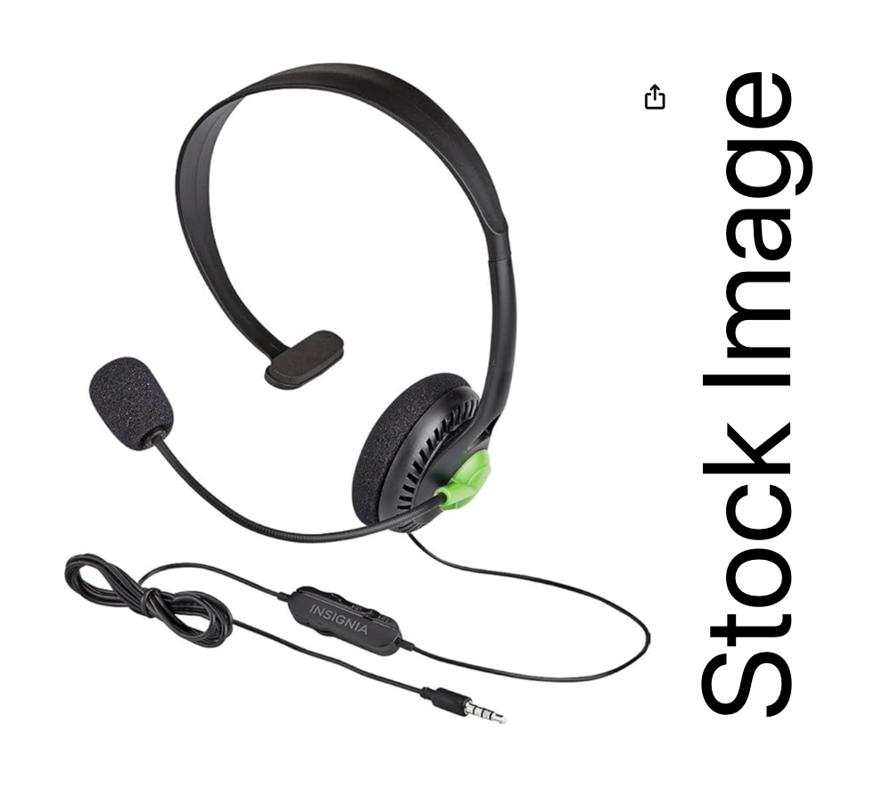 Insignia Wired Chat Simple Single Earpiece and Mic Headset for Xbox