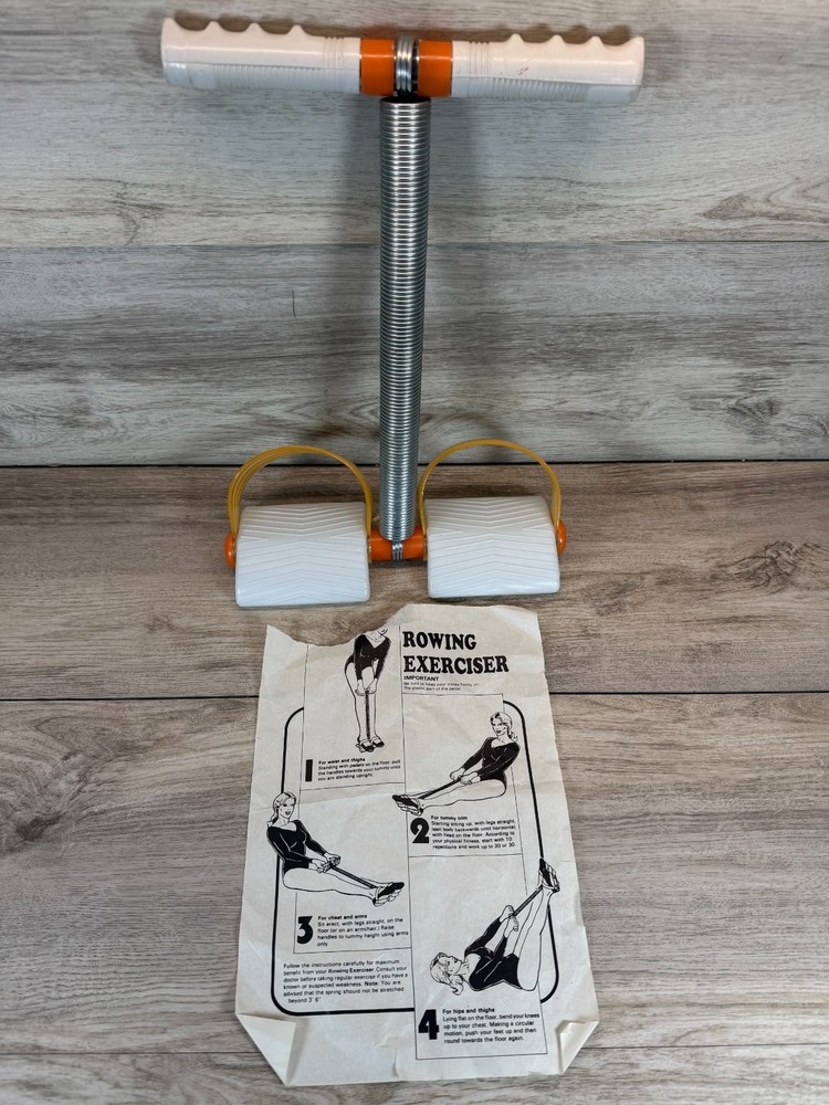 Vintage Rowing Exerciser Pull-up Spring Action Row 1980s Ab Workout & Manual