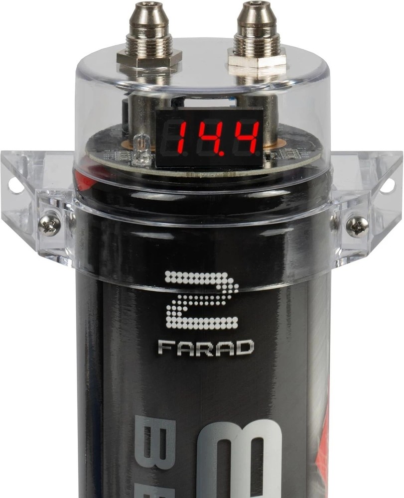 High-Performance 2.0 Farad Capacitor with Red Display, Ideal for 2000W Systems