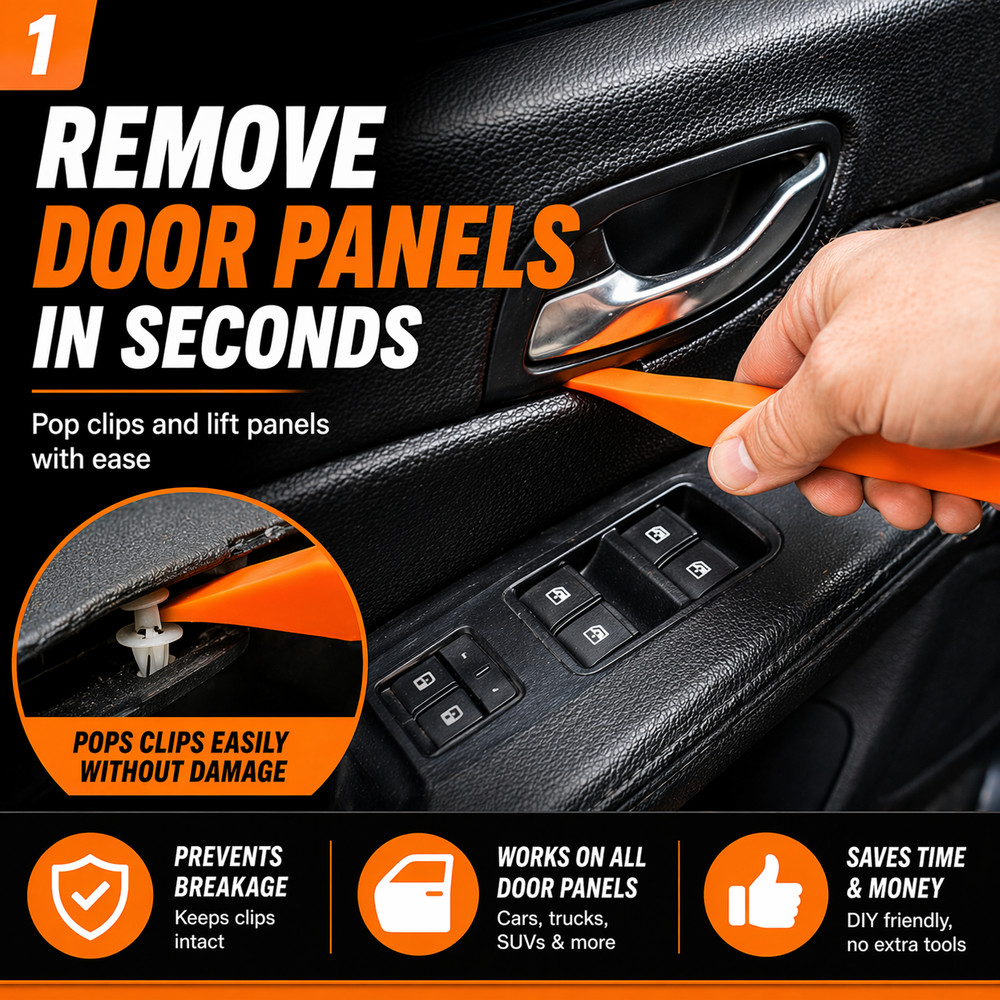Plastic Car Trim Removal Tool Kit 4pc Pry Set for Door Panel Interior Clip Dash