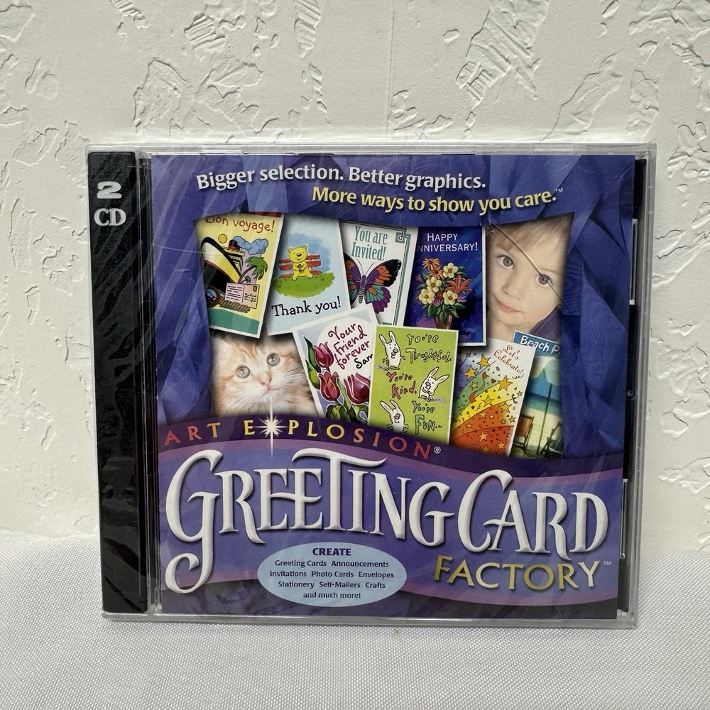 2 CD Art Explosion Greeting Card Factory 2000 PC Computer Nova Develop. Software