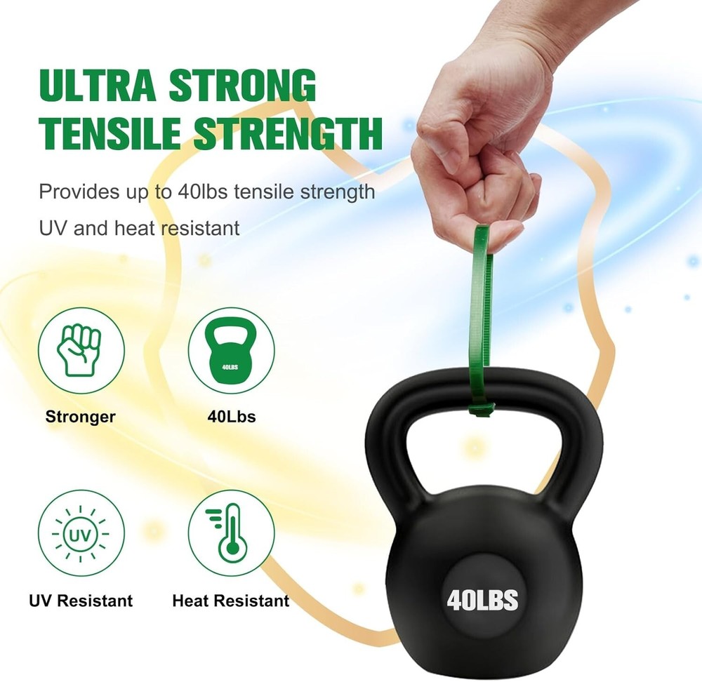 200pcs Nylon Zip Ties - 8 Inch Green,multi-purpose Self Locking Cable Ties， U...