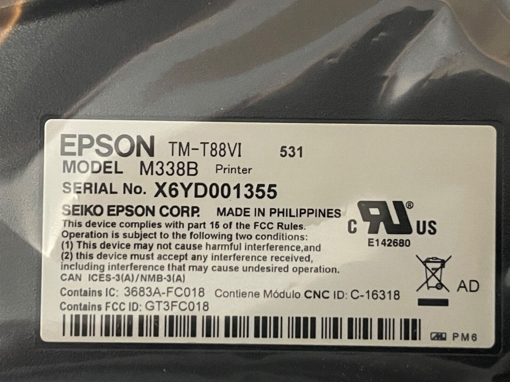 EPSON TM-T88VI Thermal POS receipt printer Ethernet & USB & BLUETOOTH M338B